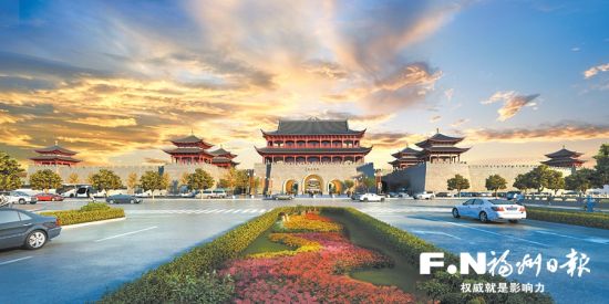 小镇城门楼效果图。