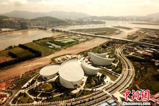 鸟瞰福州“茉莉花”造型海峡文化艺术中心